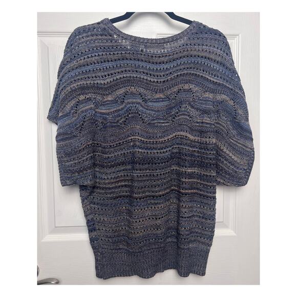 Architect Women's Short Sleeve Knit Sweater Blue Brown Size Large - Picture 6 of 8
